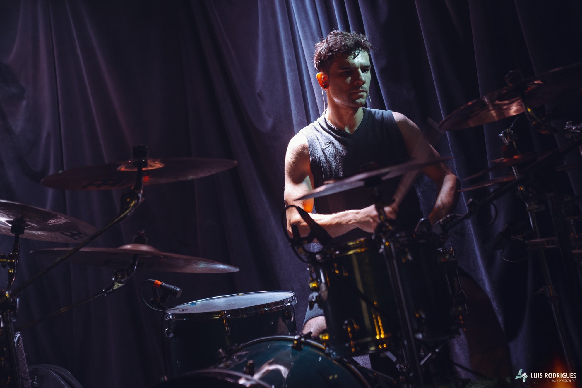 Drum teacher at drum kit